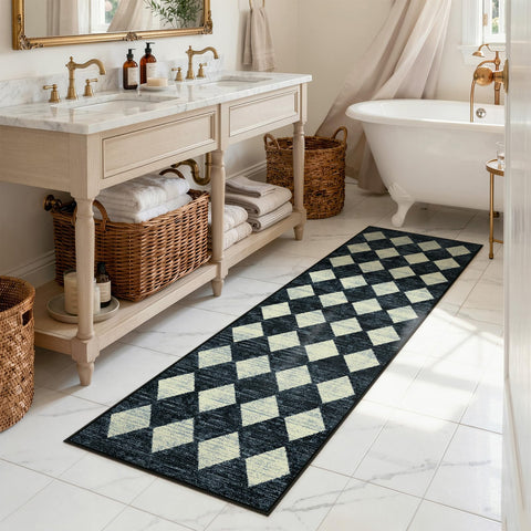 Lahome textured TPE backing close-up gripping hardwood floor, prevents slipping for safety