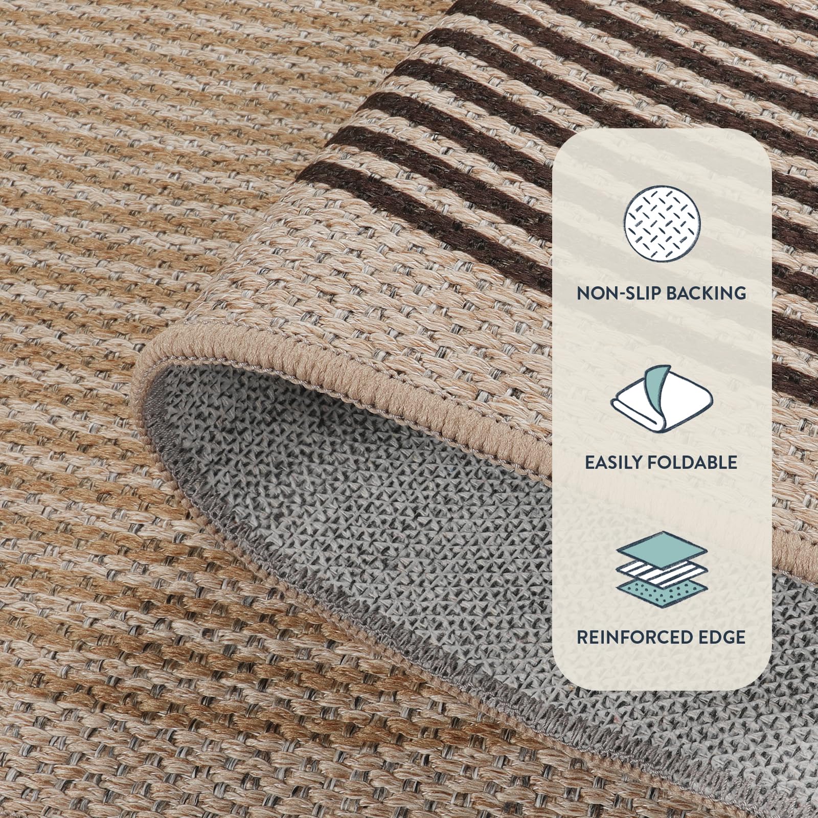 Lahome Enfys TPE backing detail showing non-slip grip for safer floors