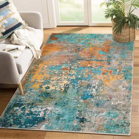 Lahome rug in entryway showing 5x7 scale for practical home transitions