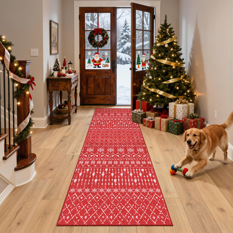Lahome wide shot installed in long hallway showing scale and decorative impact