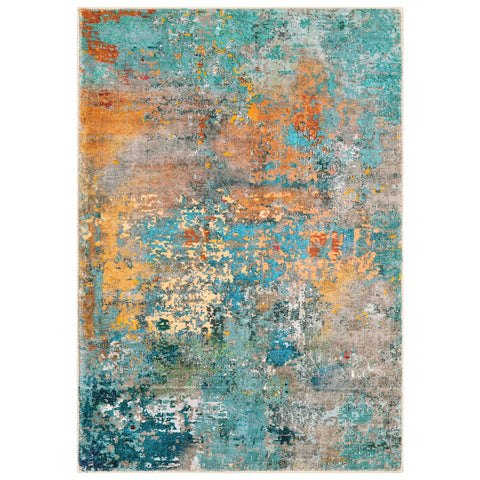 Lahome lifestyle room shot showing colorful rug anchoring contemporary decor