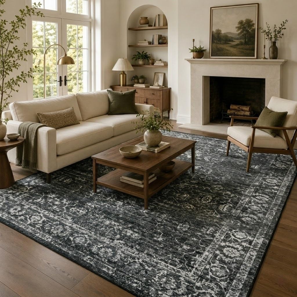 Lahome Margot front view showing vintage black grey design and room benefit