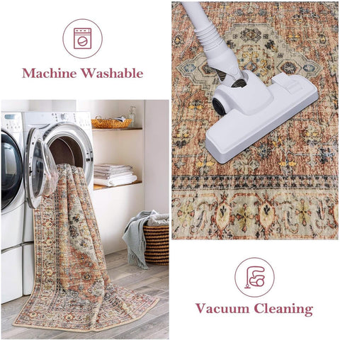 Lahome rug placed in kitchen demonstrating ease of cleaning benefit