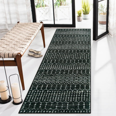 Lahome front view of runner showing Moroccan geometric print and clean styling