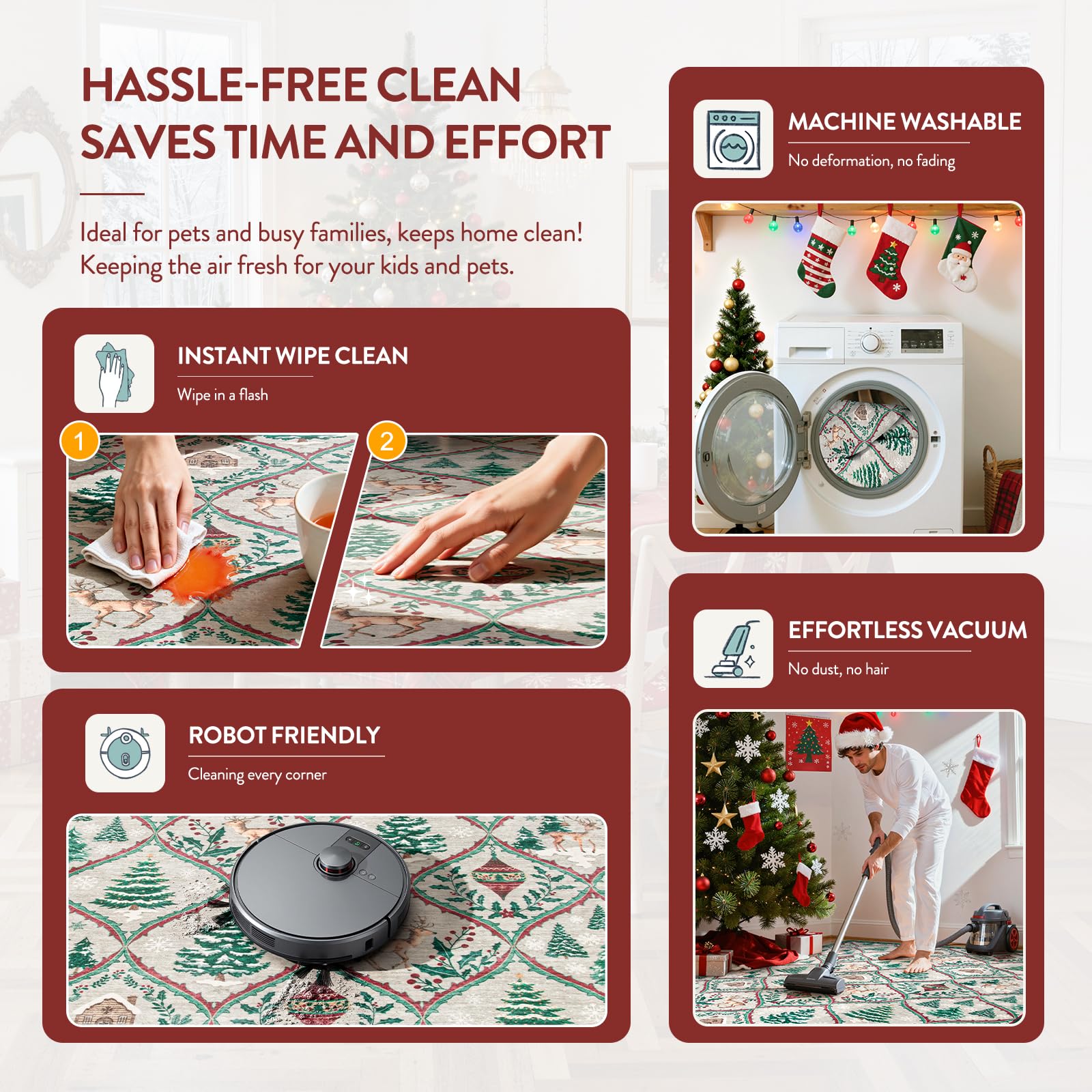 Lahome runner placed in kitchen providing festive floor comfort
