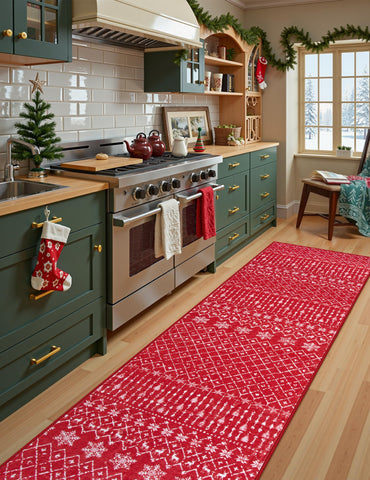 Lahome lifestyle image with holiday décor showing cozy, festive entryway ambiance
