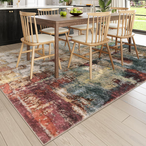 Lahome low-pile rug tucked under a sofa showing benefit of no door obstruction