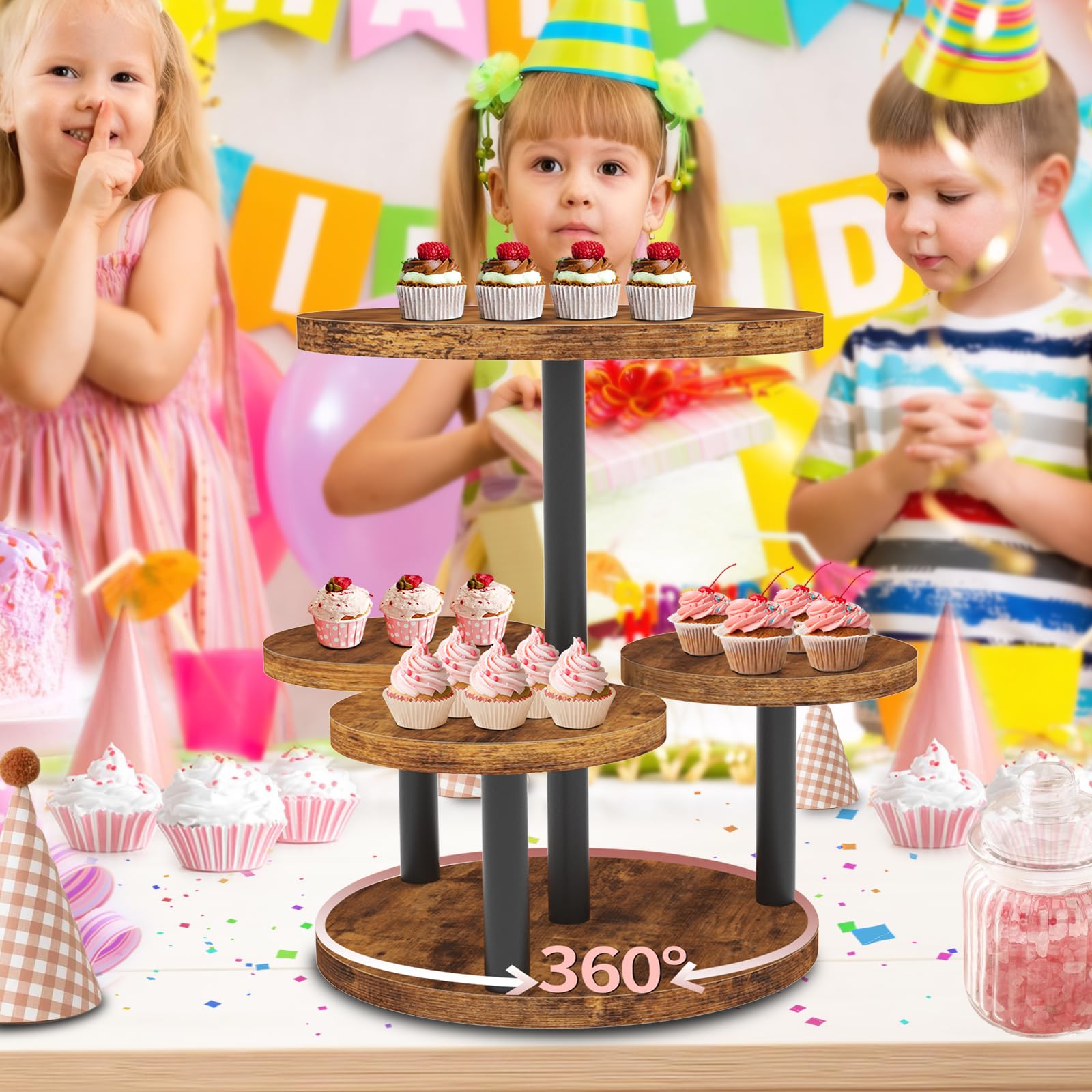 LAIDUOLEOE styled table setting with stand creating an attractive dessert focal point