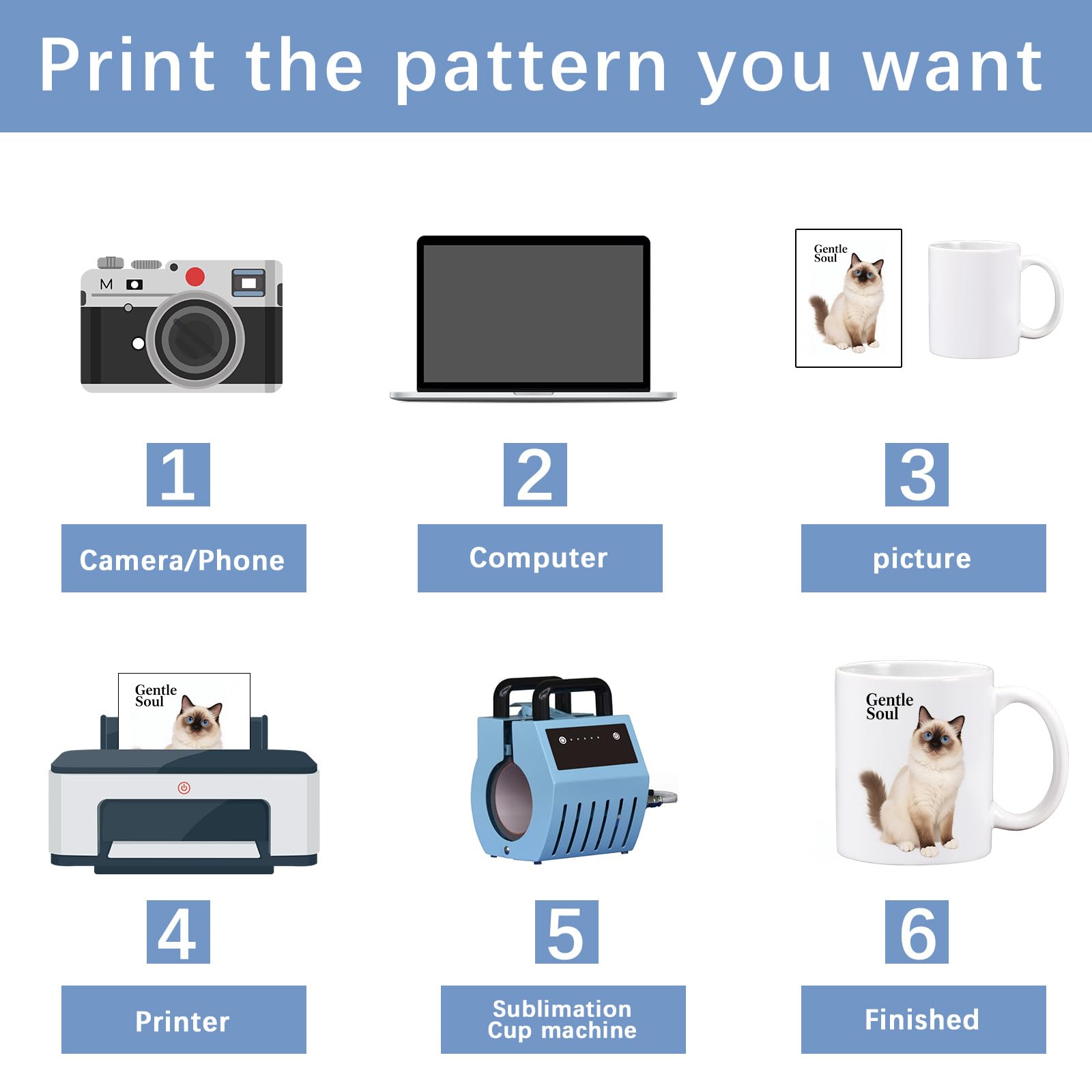 LaiHiulaan mug with sublimation sample print illustrating bright, durable transferred design