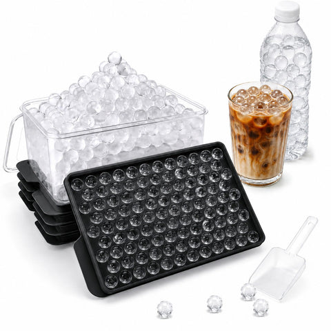 Lamesa front packaging showing four mini ice trays and storage bin for convenience