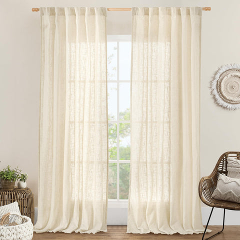 LAMIT beige curtain set front view showing full window coverage and calm style