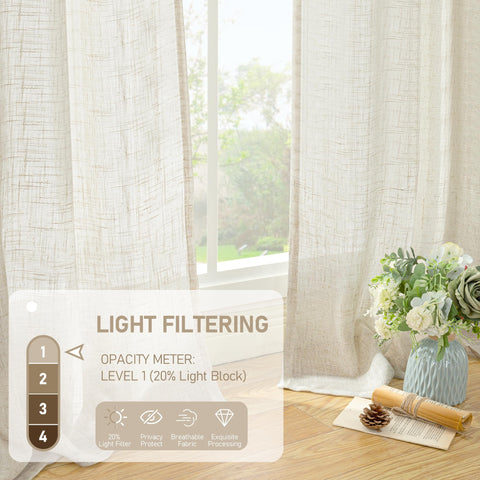 LAMIT curtains hung in living room creating soft diffused daylight