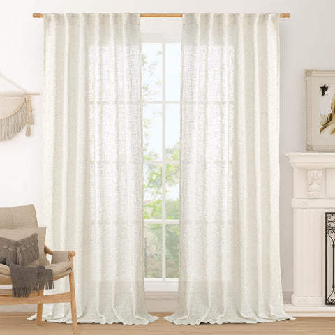 LAMIT front view of cream curtains showing full panel and neat drape for elegant styling