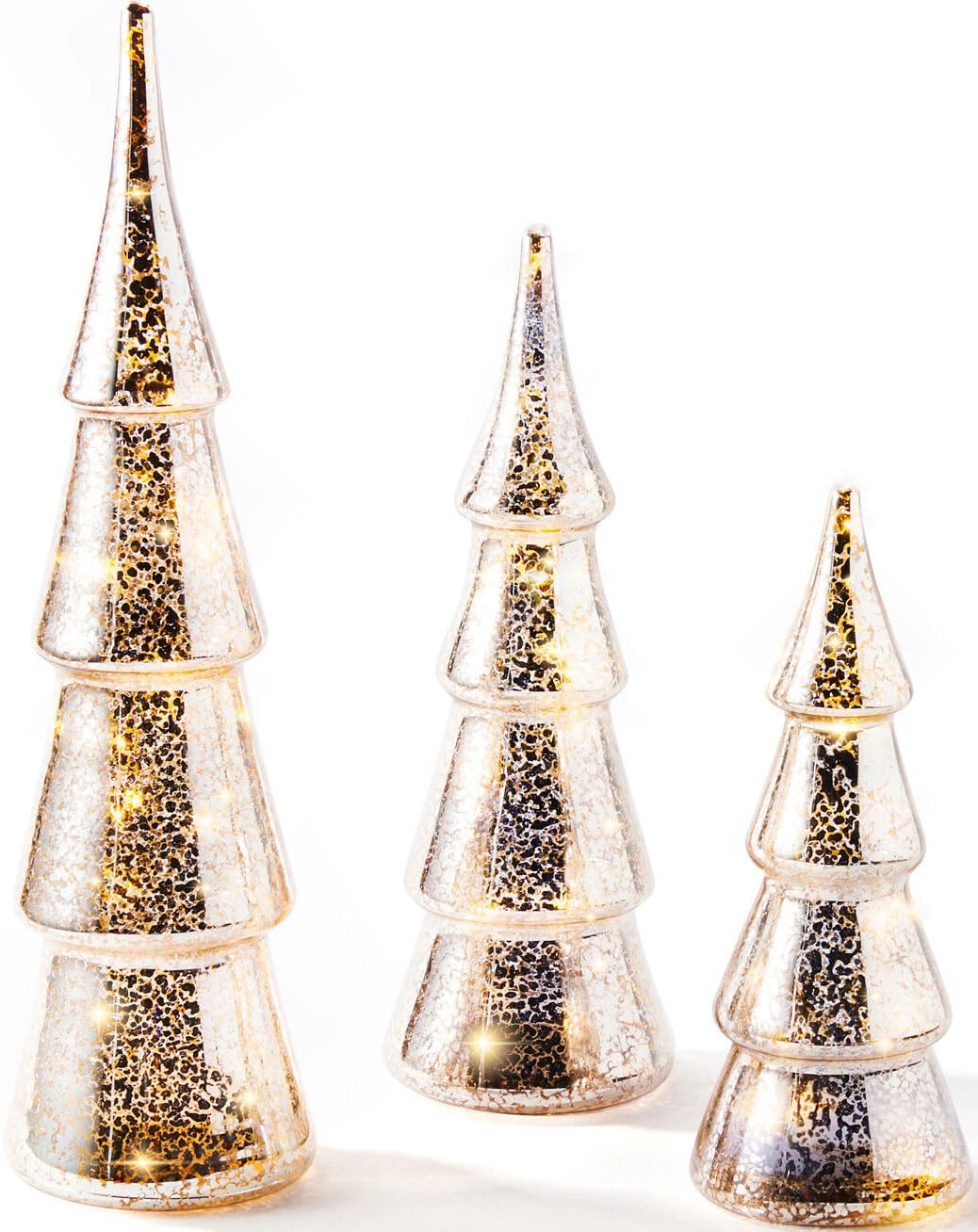 LampLust three silver trees front view showing reflective finish and group styling