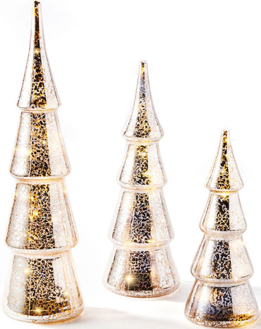 LampLust three silver trees front view showing reflective finish and group styling