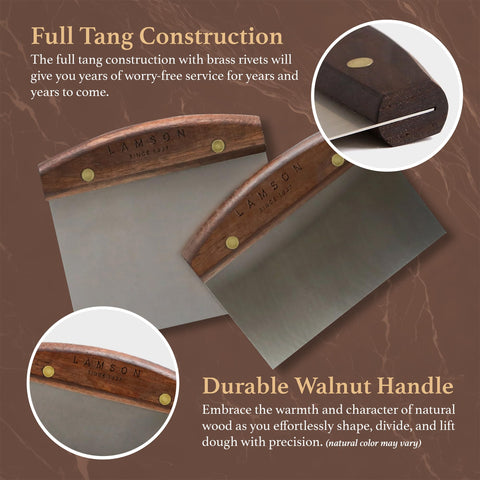 Lamson flat scraper on wooden board showing easy scraping and surface cleaning