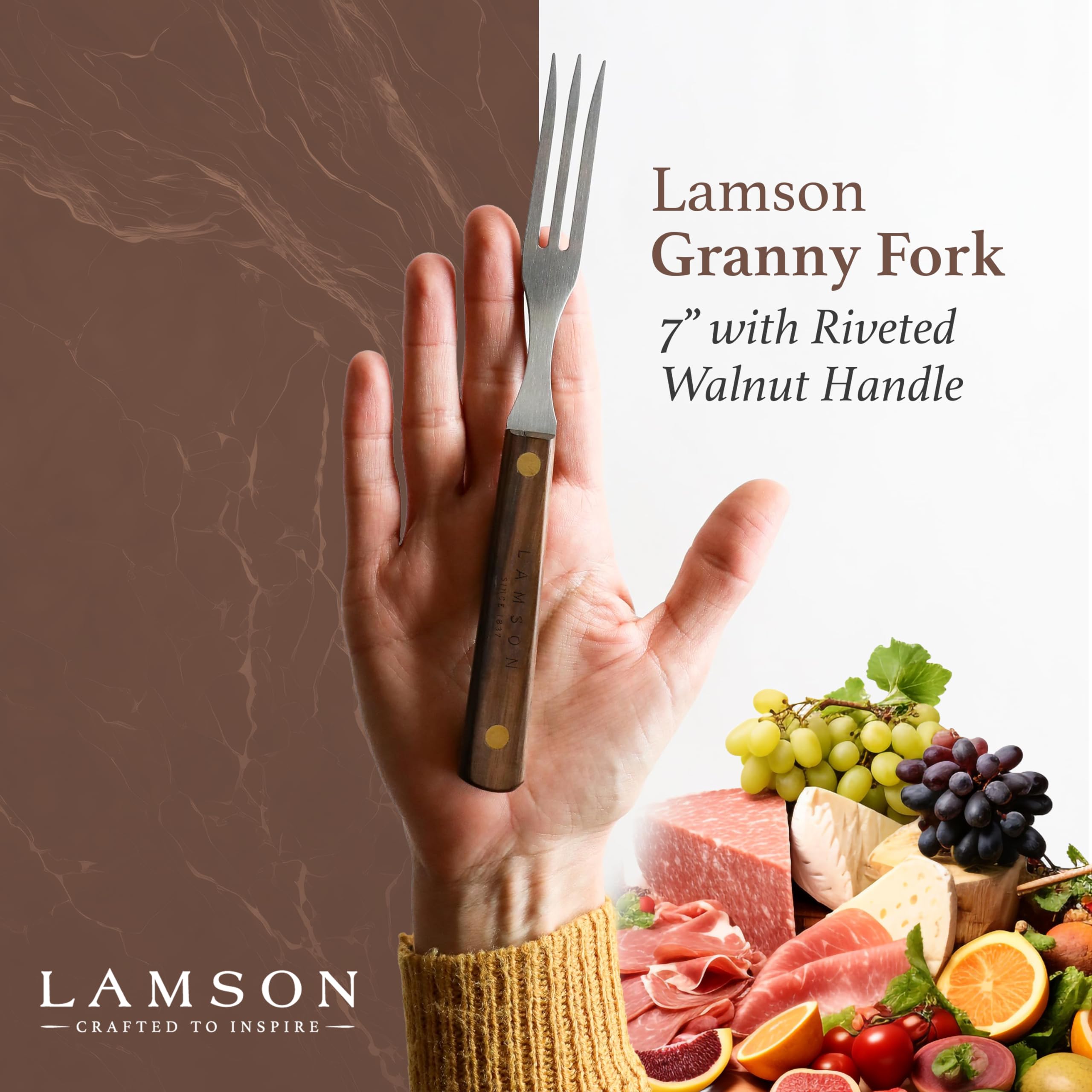 Lamson close-up of high-carbon stainless tines demonstrating strength
