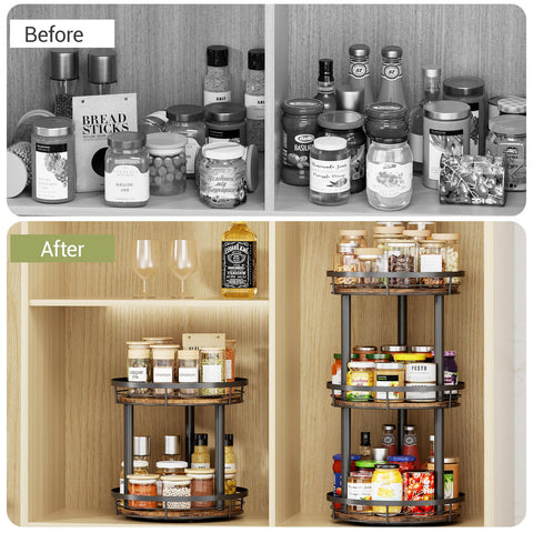 LAMU inside cabinet showing organized spices and improved visibility