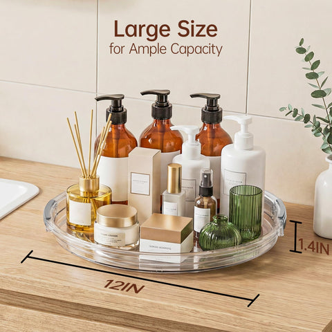 LAMU 12-inch lazy susan top view with spices arranged for quick selection
