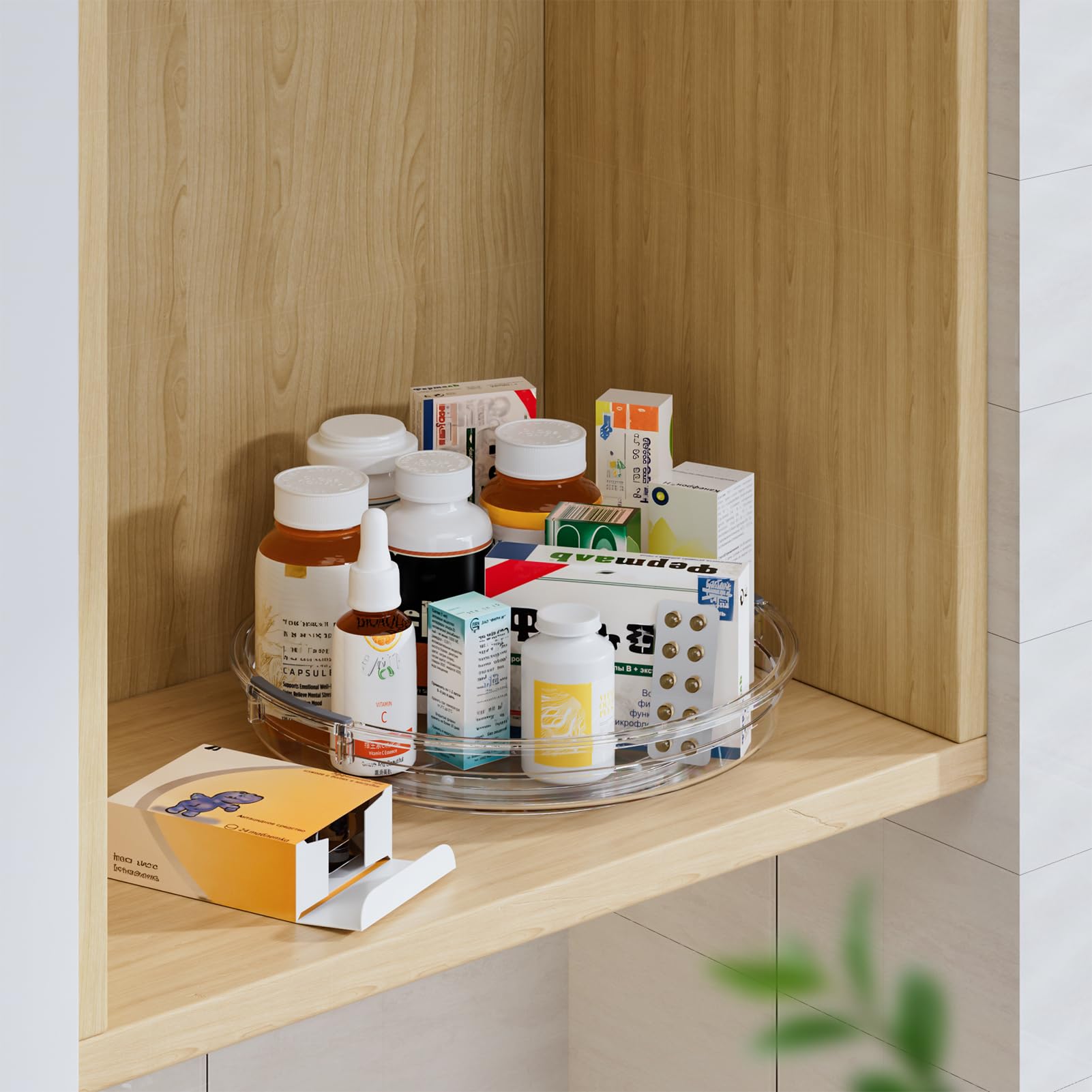LAMU on refrigerator shelf showing organized condiments and easier access