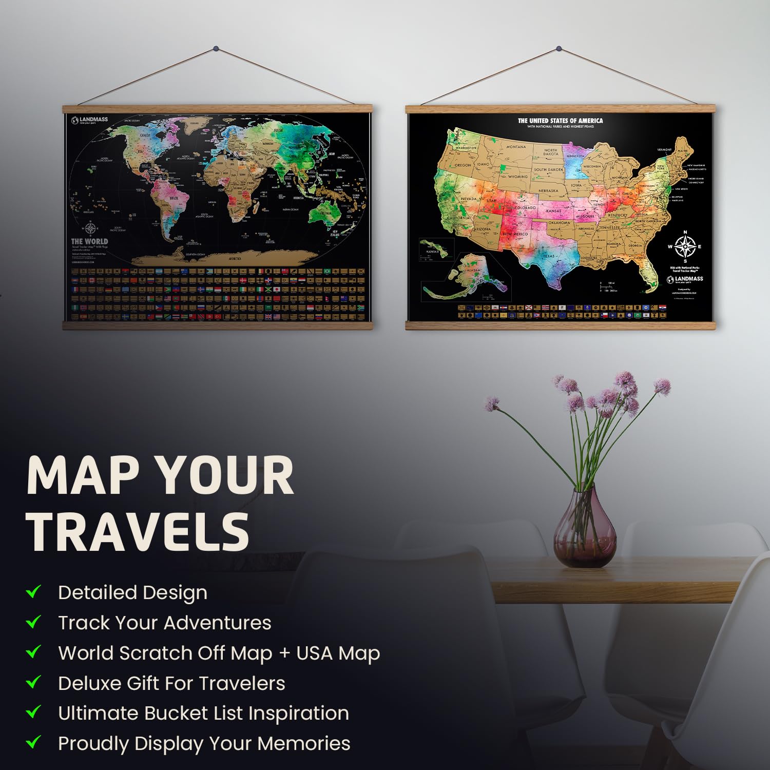 Landmass rolled poster and packaging ready for gifting and storage