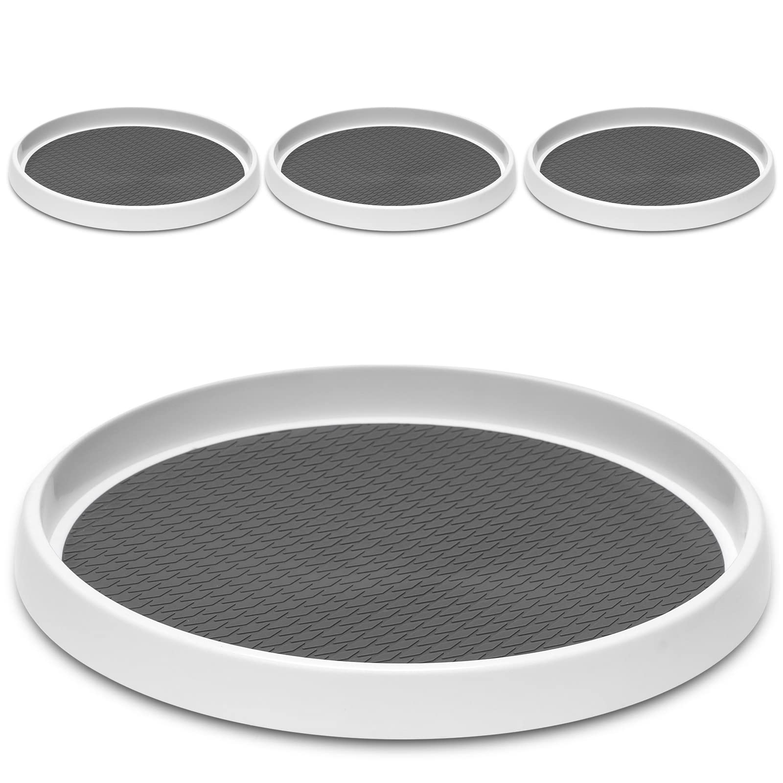 LANDNEOO front view of four-pack turntables showing complete set and packaging benefit access