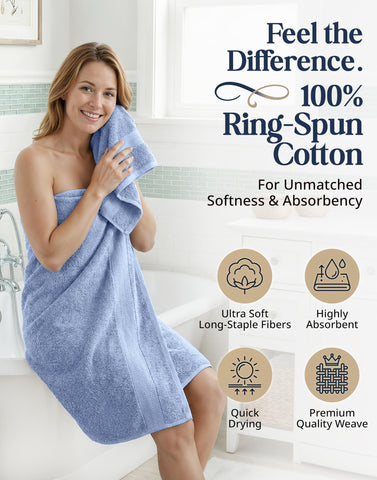 LANE LINEN bath towel flat lay demonstrating large absorbent surface