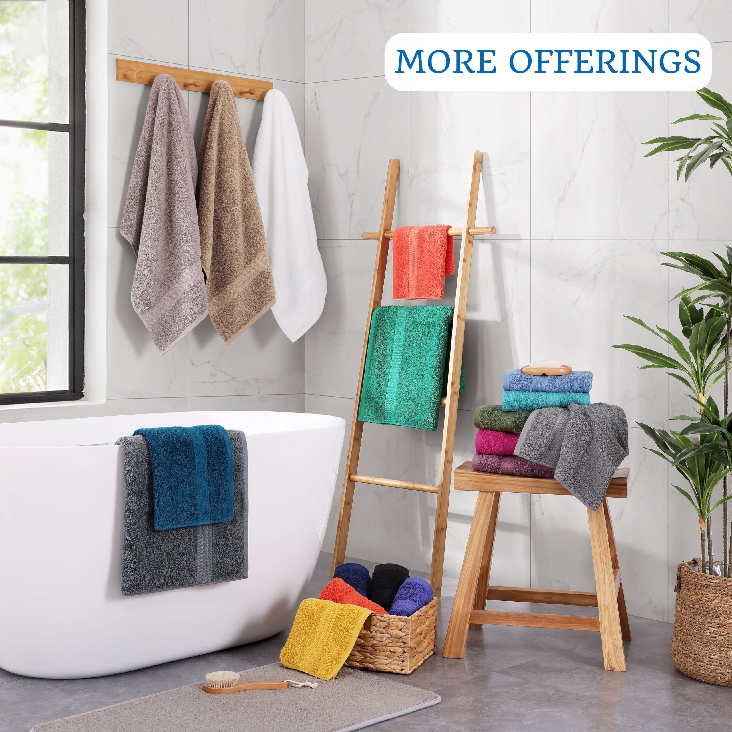 LANE LINEN navy bath sheet hanging on hook showing quick drying convenience