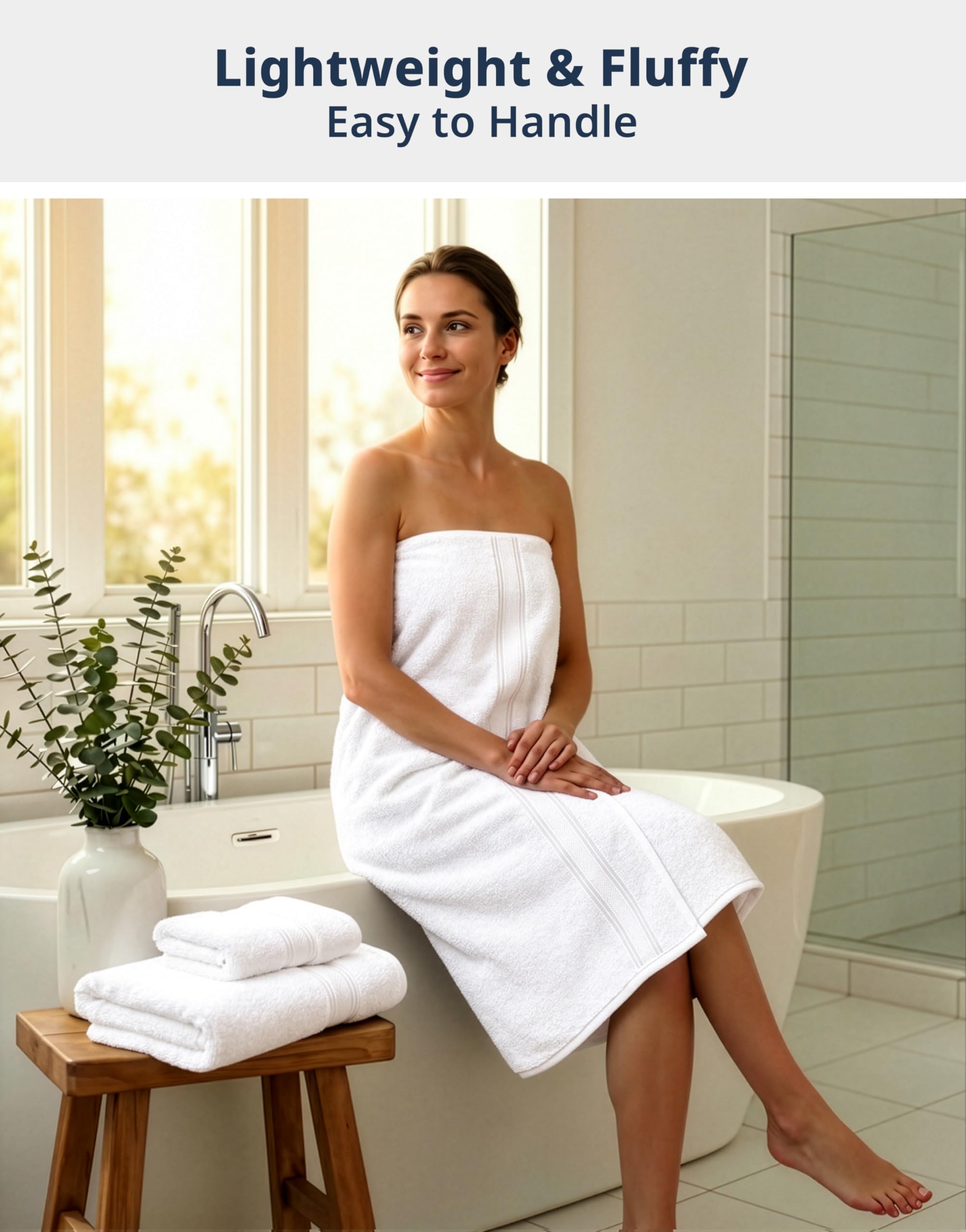 LANE LINEN bath towel folded to show plush softness and absorbency