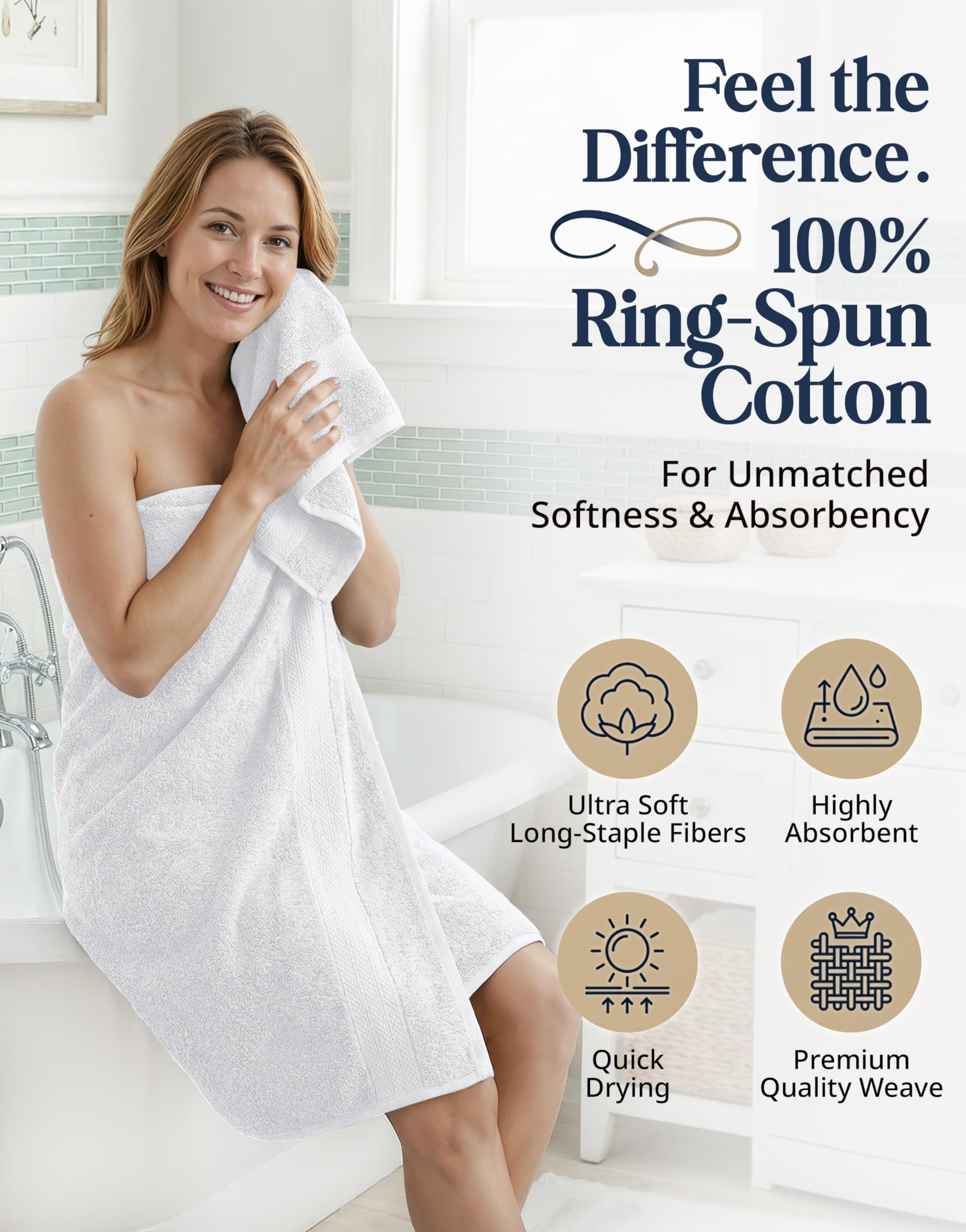 LANE LINEN folded bath towels stacking to save space