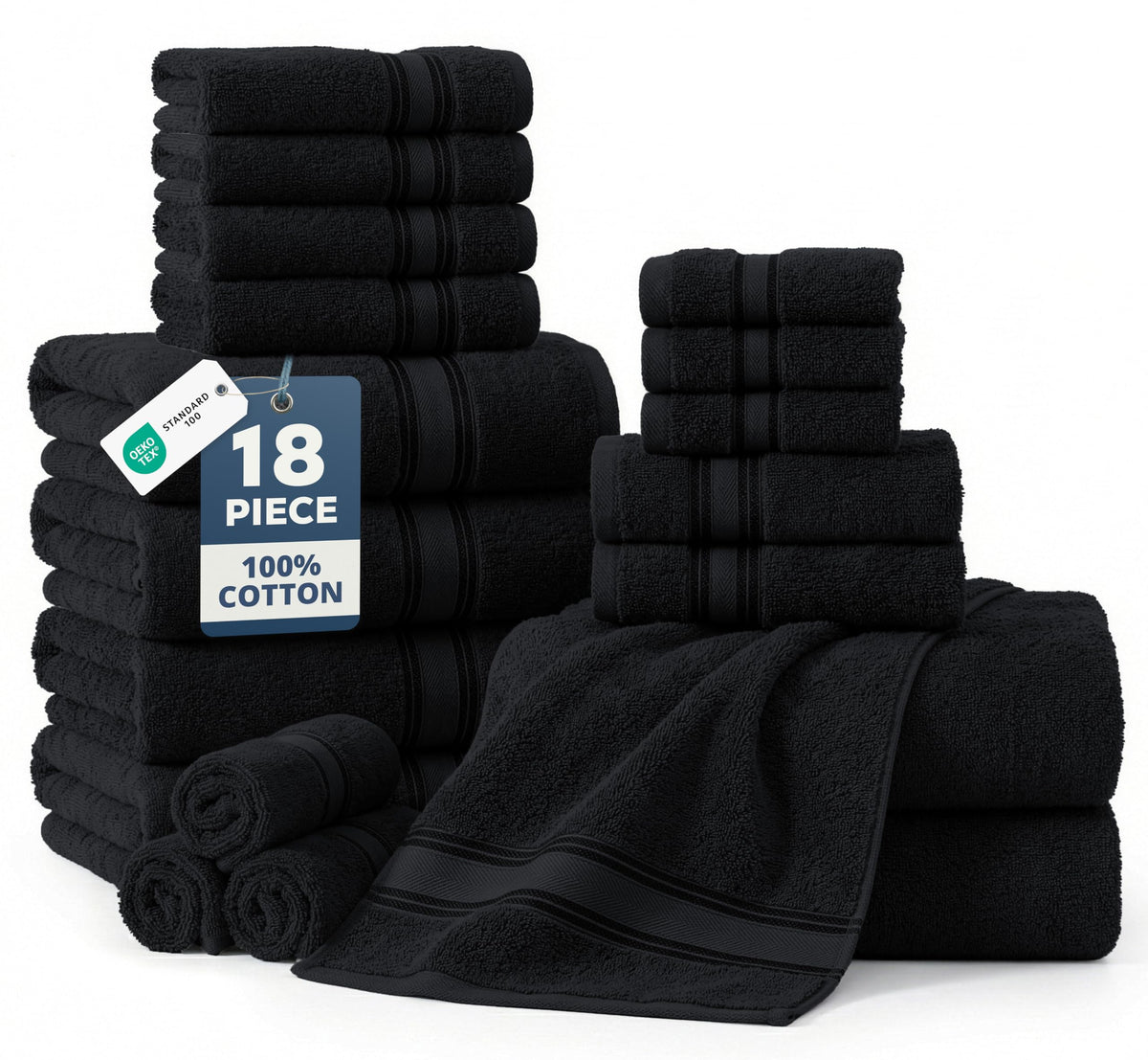 LANE LINEN black bath towel front view showing plush absorbency