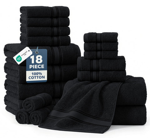 LANE LINEN black bath towel front view showing plush absorbency