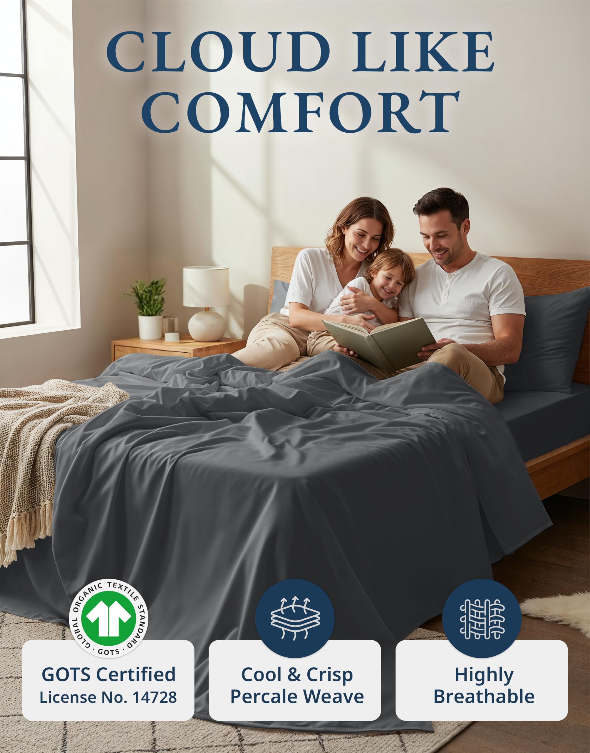 LANE LINEN deep pocket fitted sheet detail demonstrating secure fit