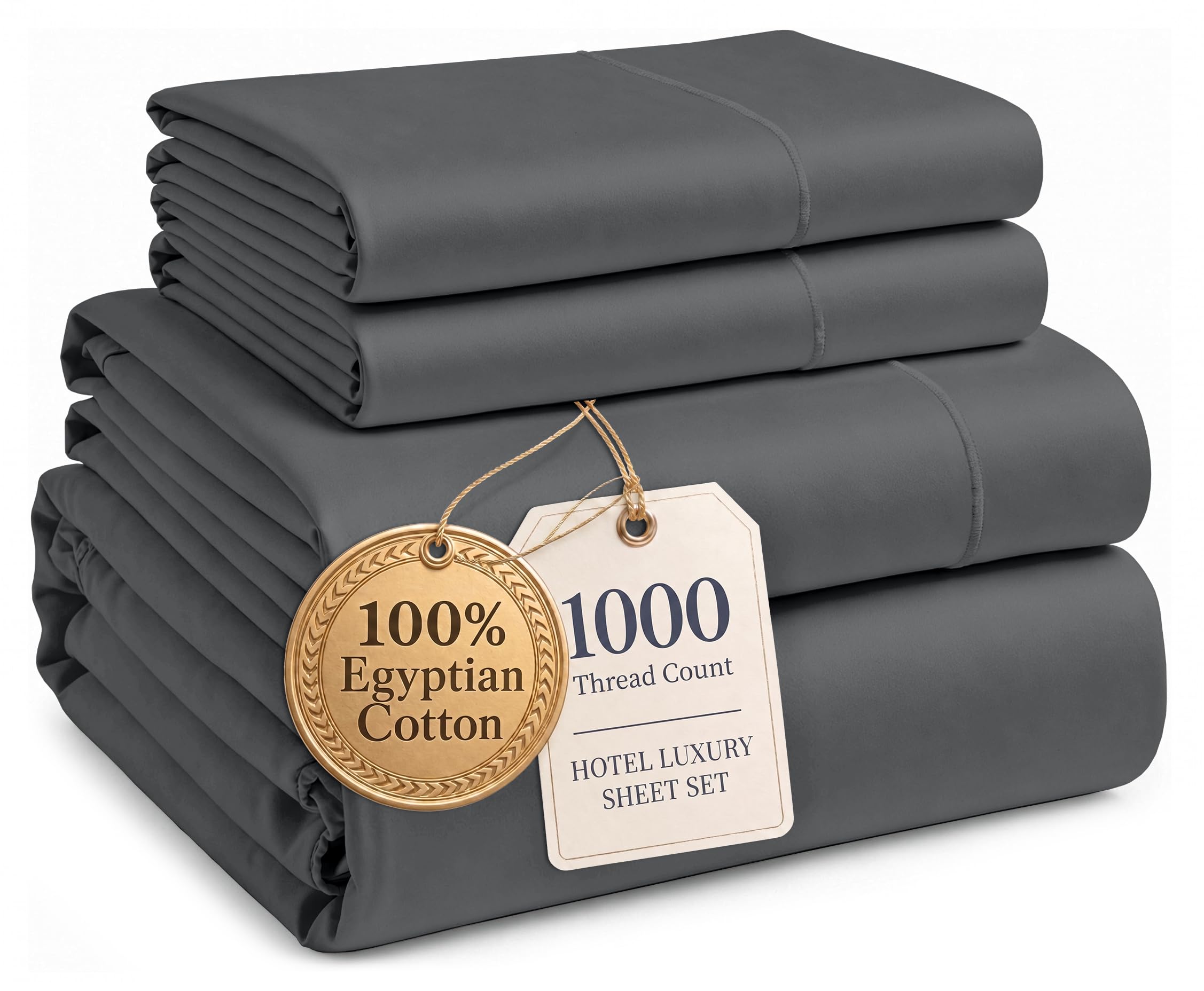 LANE LINEN front packaging showing charcoal king sheet set and reusable bag benefit