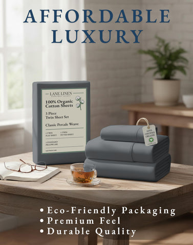 LANE LINEN sheet on mattress showing size fit and pocket depth
