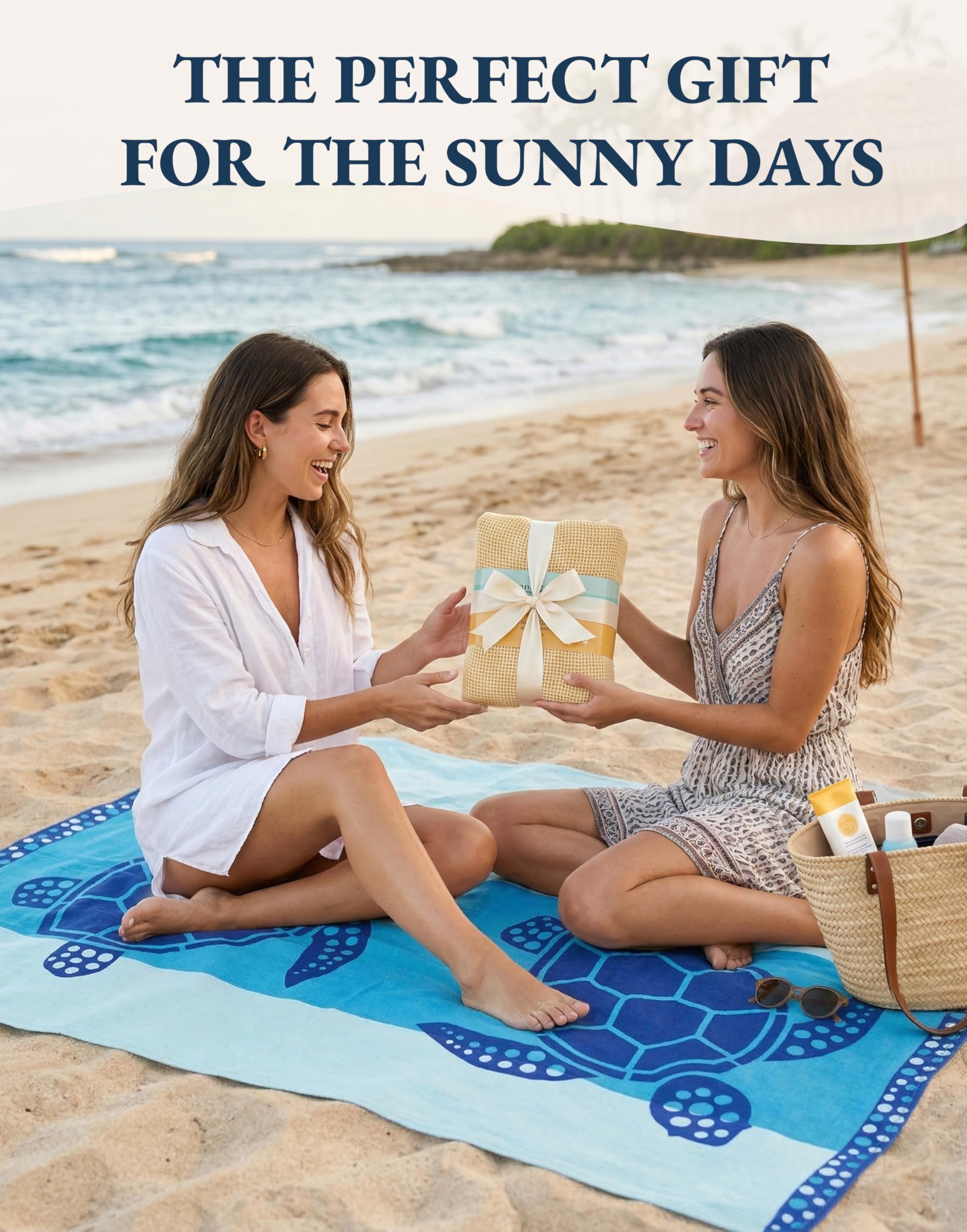 LANE LINEN towel on a beach with people relaxing showing lifestyle use and vibrant coral