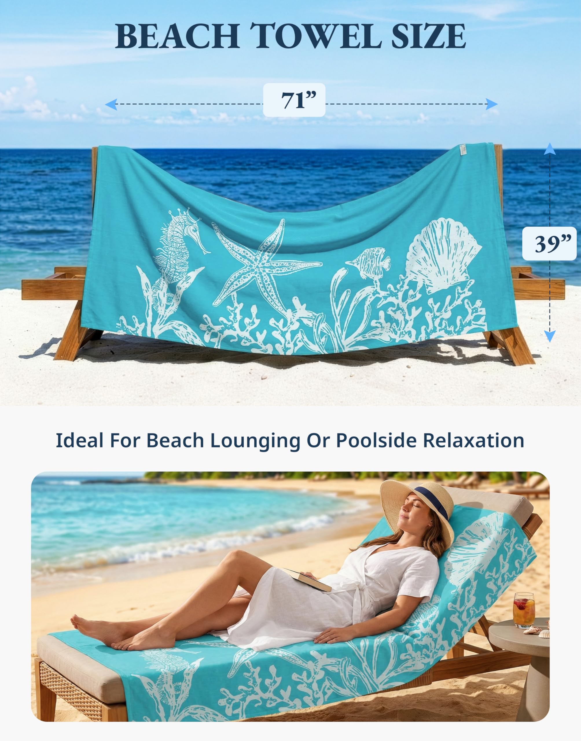 LANE LINEN towel draped over lounge chair showing full coverage and sun-ready use