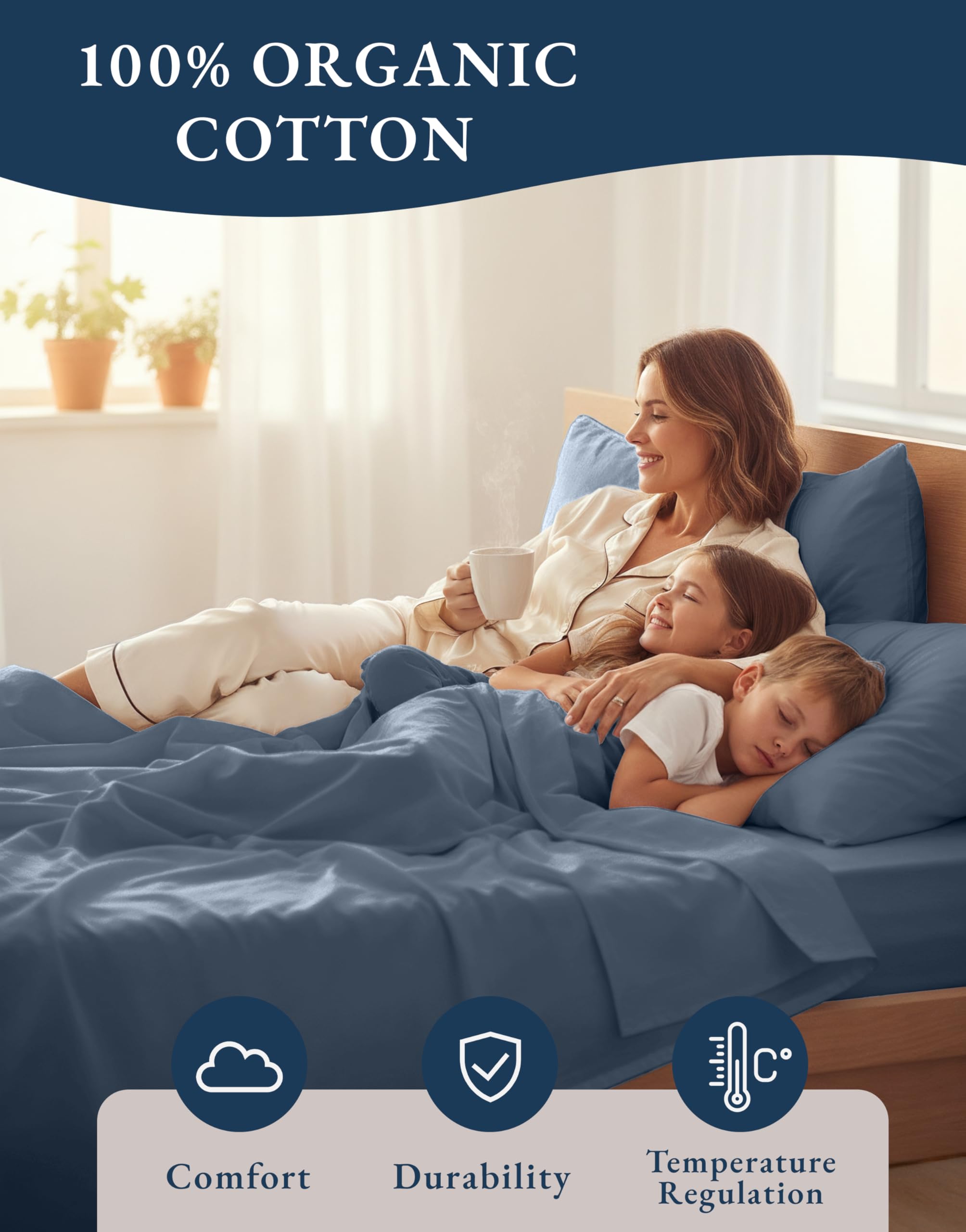 LANE LINEN deep pocket fitted sheet on mattress displaying fit for 8–13 inch depths
