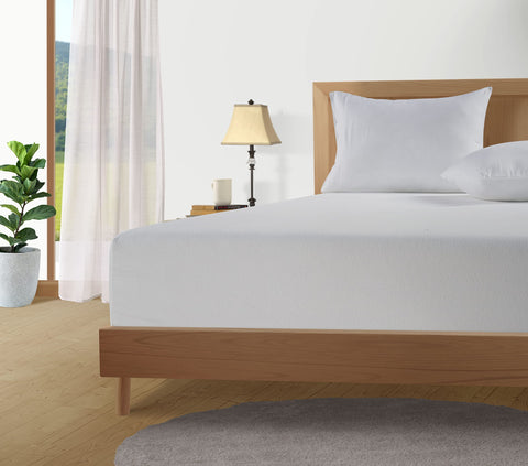 LANE LINEN fitted sheet pocket detail showing 15-inch deep fit benefit
