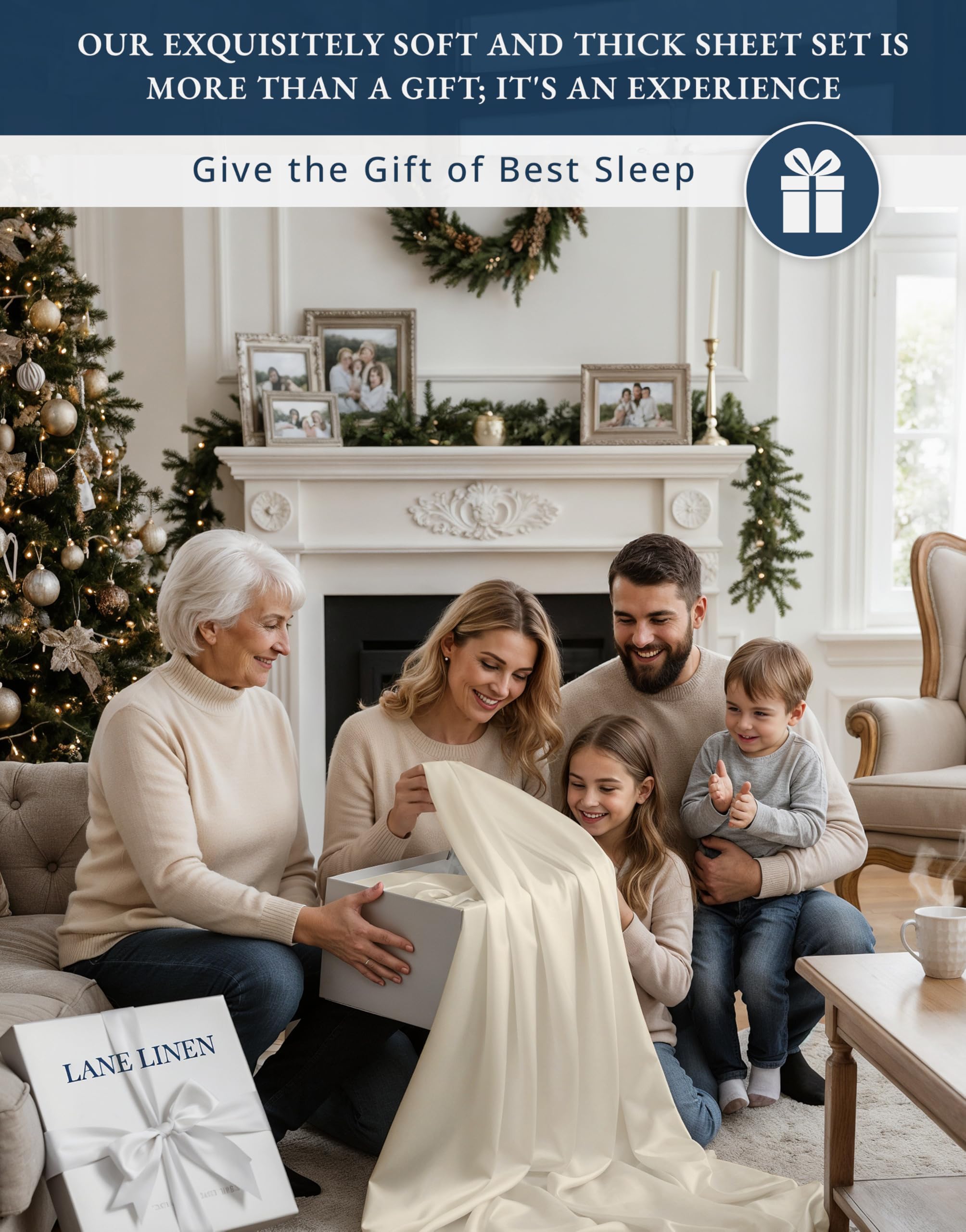 LANE LINEN fitted sheet elastic and deep pocket detail that secures mattress up to 16 inches