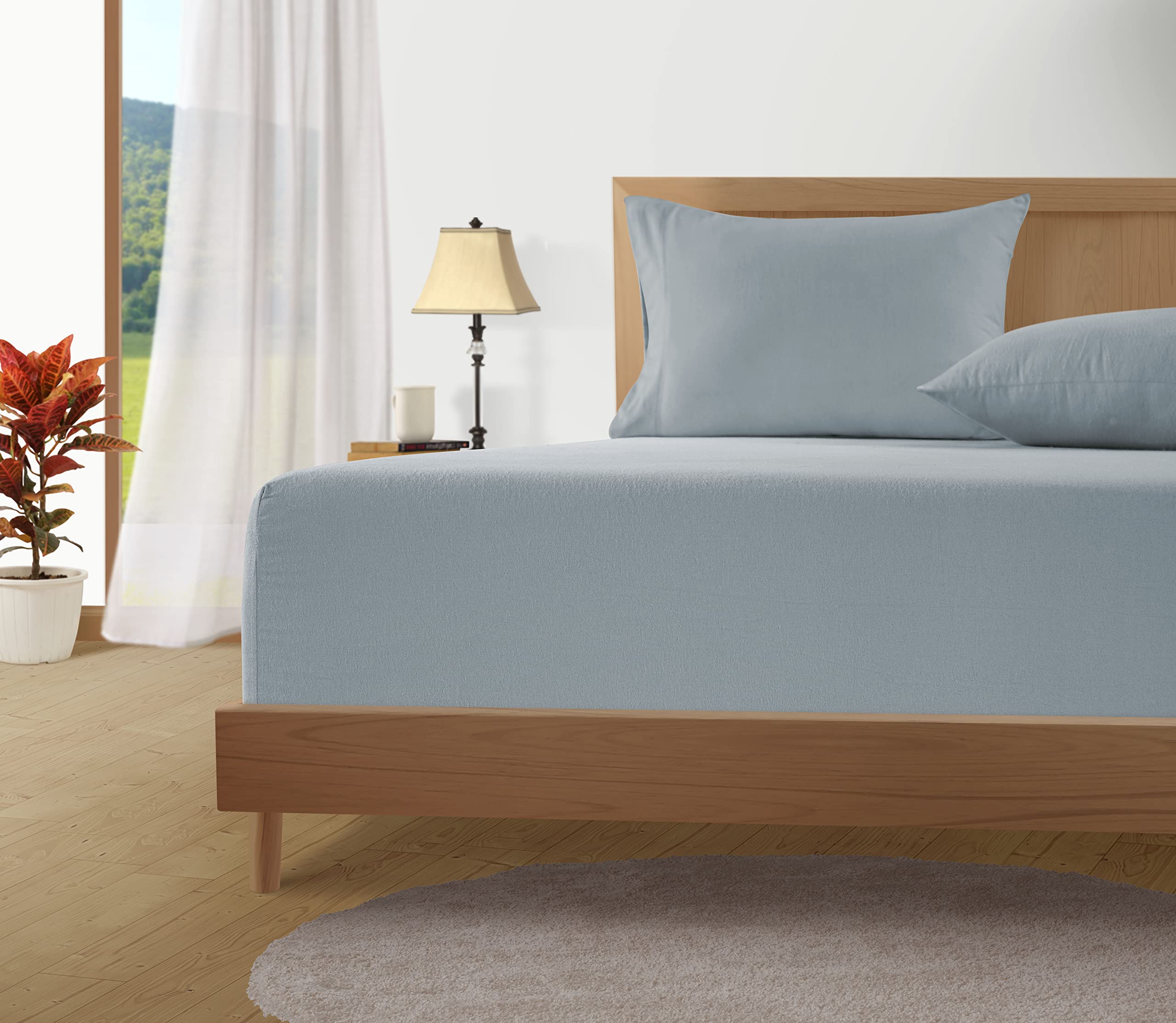 LANE LINEN fitted sheet showing 15-inch deep pocket for secure mattress fit