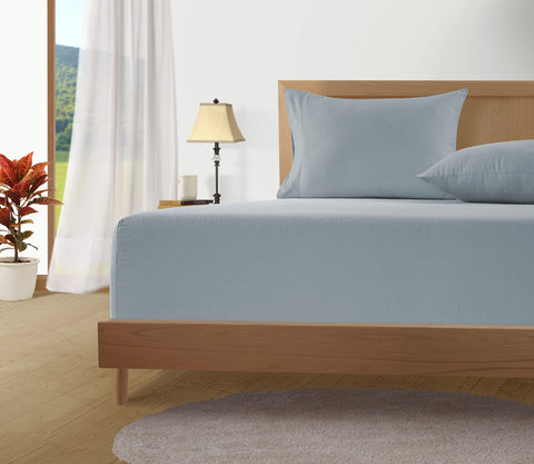 LANE LINEN fitted sheet showing 15-inch deep pocket for secure mattress fit