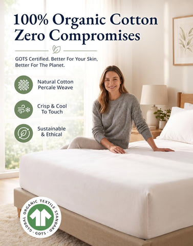 LANE LINEN fitted sheet dressed on mattress in bedroom showing smooth, tucked appearance