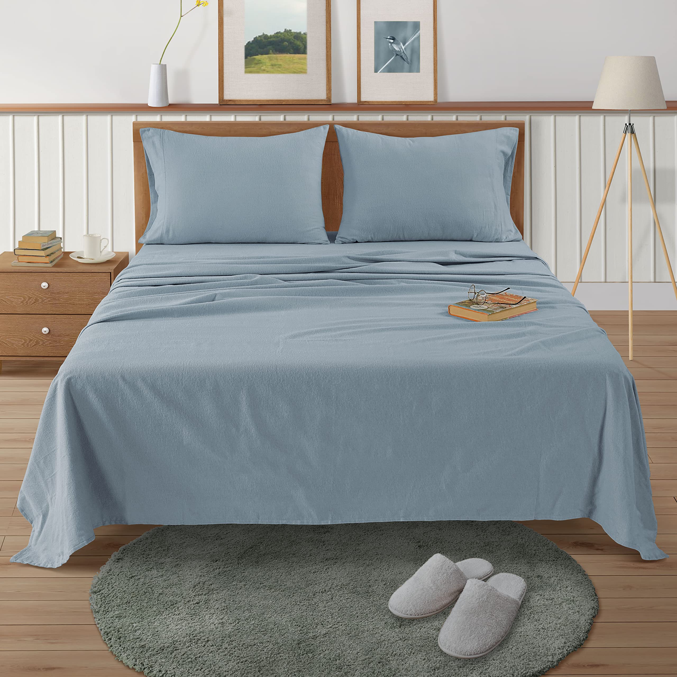 LANE LINEN close-up of brushed flannel texture highlighting soft, pill-resistant finish