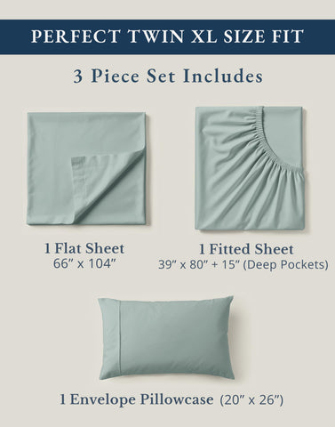 LANE LINEN flat sheet draped on bed in French Blue for crisp hotel-style look