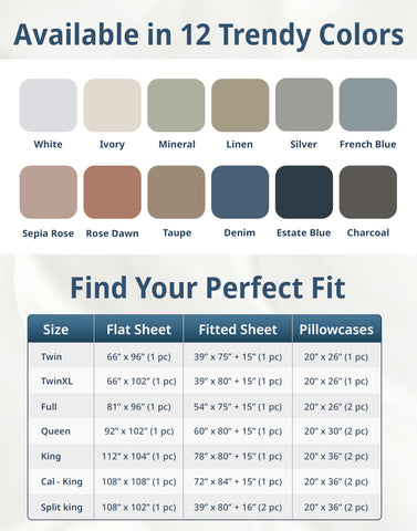 LANE LINEN folded sheets stack size comparison showing included pieces and proportions