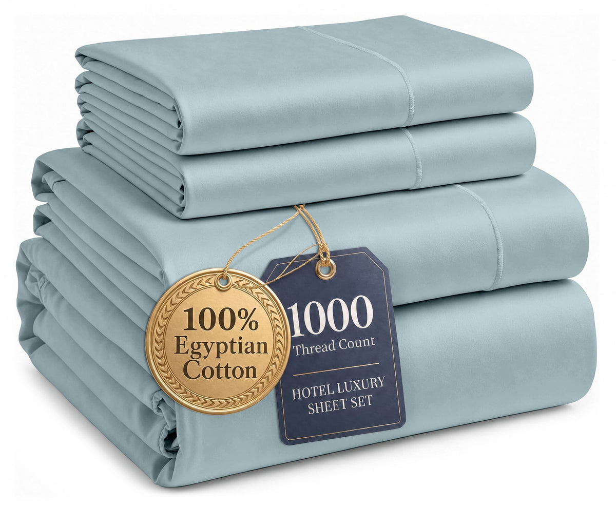 LANE LINEN front packaging in French Blue highlighting set contents and value