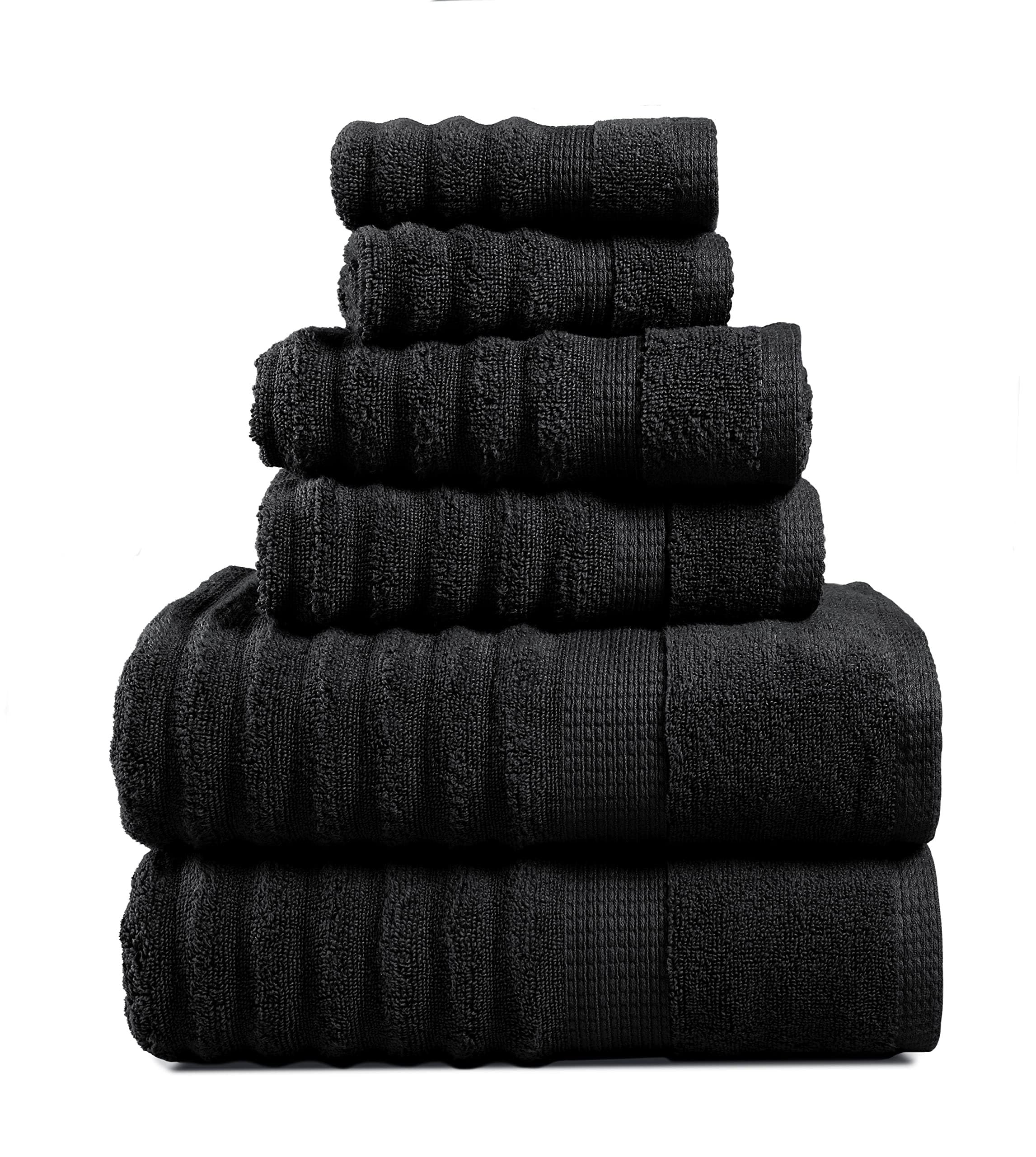 LANE LINEN front packaging showing black towels and set layout, premium look