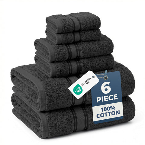 LANE LINEN front packaging showing full six-piece set and modern black finish, highlights value