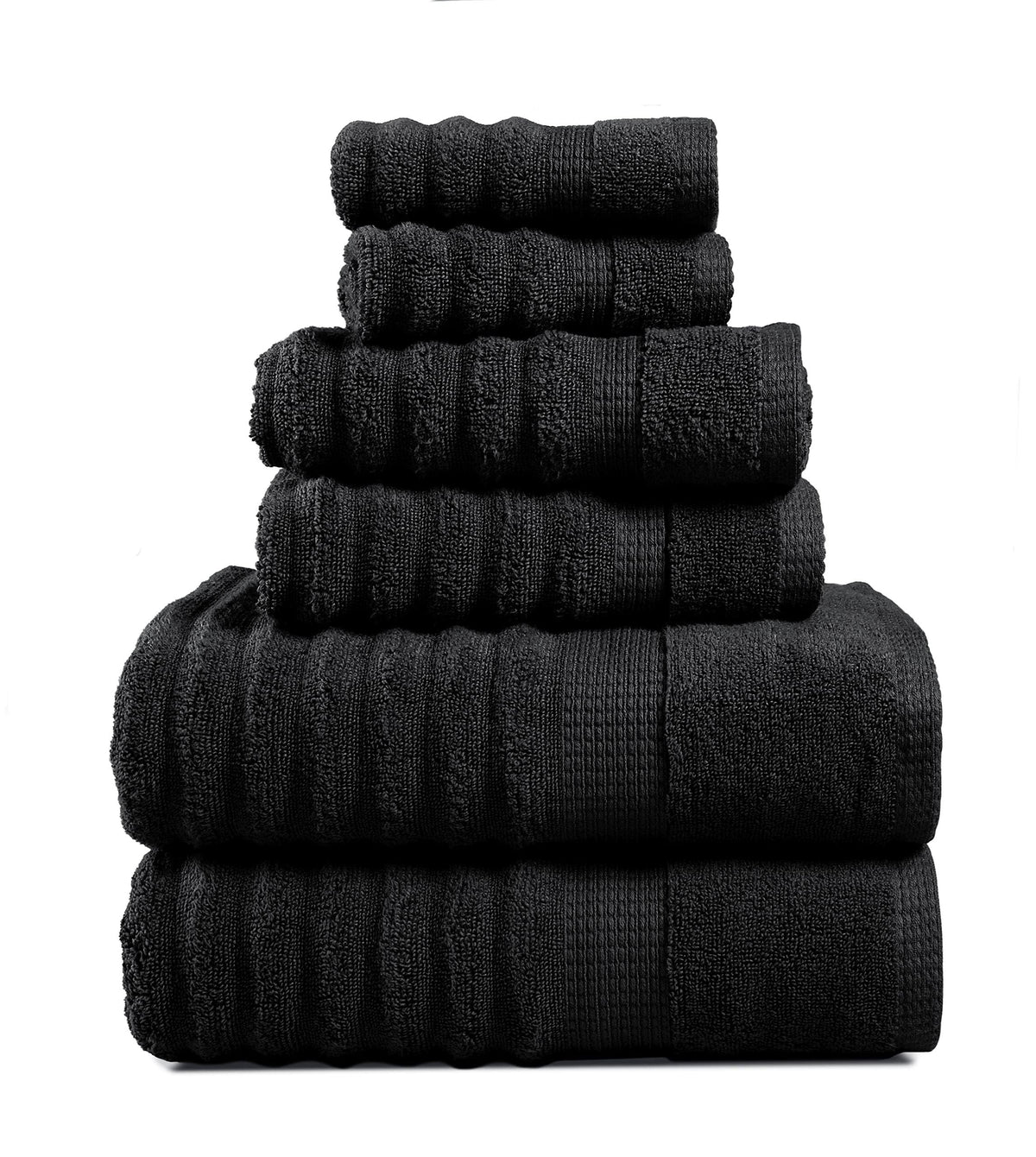 LANE LINEN front packaging showing black towels and set layout, premium look